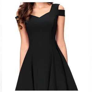 InsNova Fit + Flare Skater style Cold Shoulder Little Black Dress Sz S